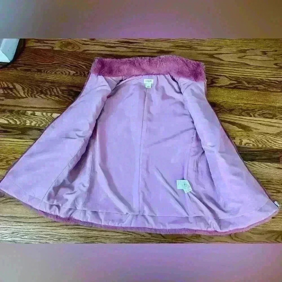 JCREW MERCANTILE - Guava Pink Faux Fur Small Front Zip Vest - Picture 4 of 9